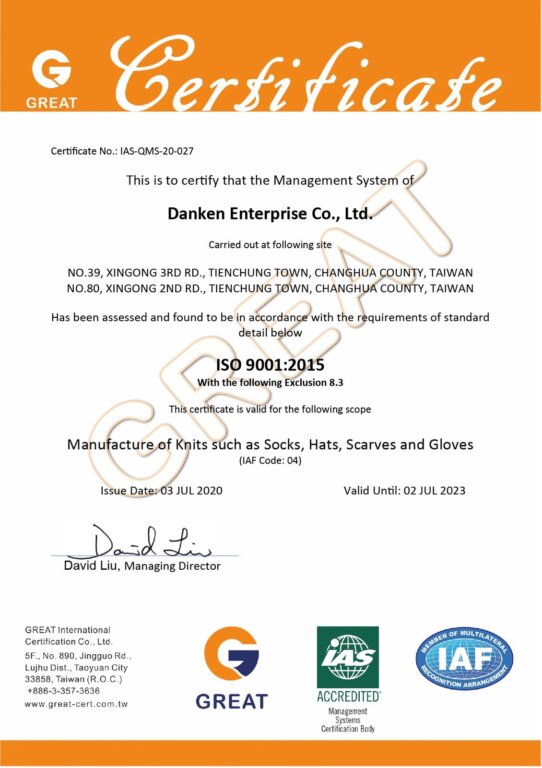 GREAT Certificaticate ISO 9001:2015