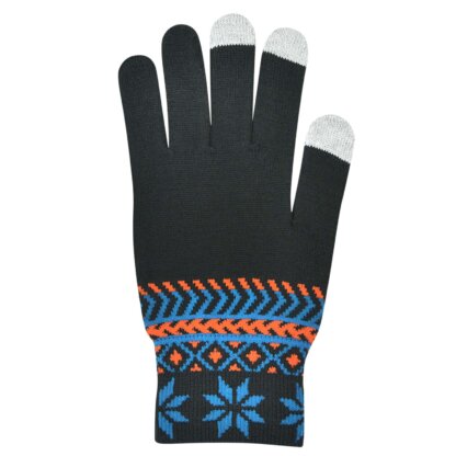 Black Pattern Touch Screen Gloves
