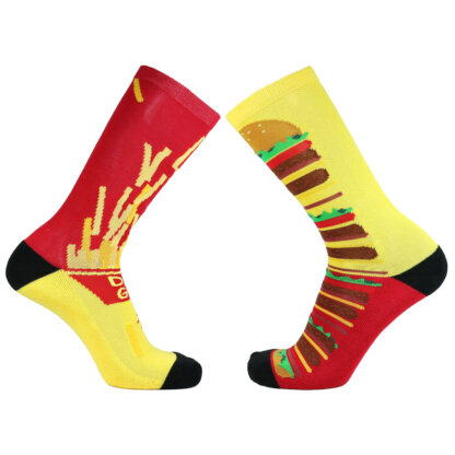 Fashion Cotton Crew Terry Sock with Hamburger and Fries