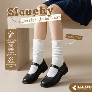 Slouchy Double Cylinder Knee High Socks_Cotton