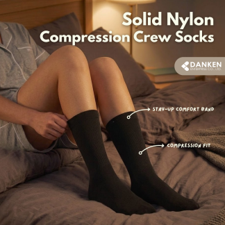 Solid Nylon Compression Crew Socks